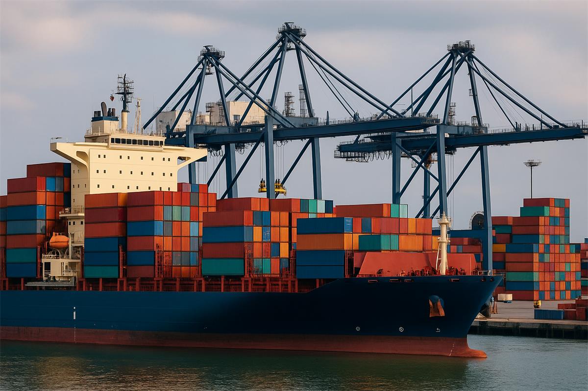 summer ocean freight container ship port logistics